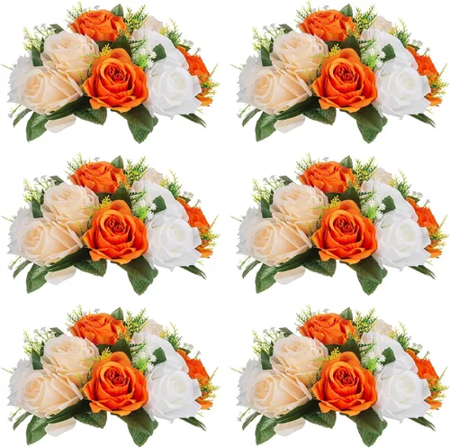 Vista 30 de NUPTIO Rosas Artificiales Negras Flores: Ramo de Flores Falsas Decoraciones de Halloween - 15 Cabezas Centros de Mesa de Rosas Artificiales con Base