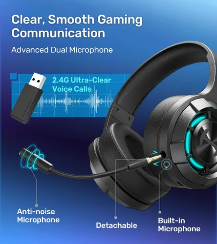 Vista 8 de HECATE by Edifier G30S Auriculares con cable para juegos, transmisión de modo dual Bluetooth 5.3, efectos de sonido de juego, micrófono