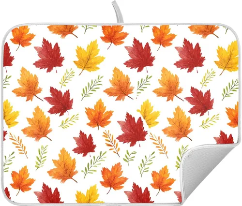 Vista 39 de Tapete de secado de platos de hojas de otoño y girasol, almohadilla absorbente de secado rápido, protector para encimera de cocina, 16 x 18 pulgadas