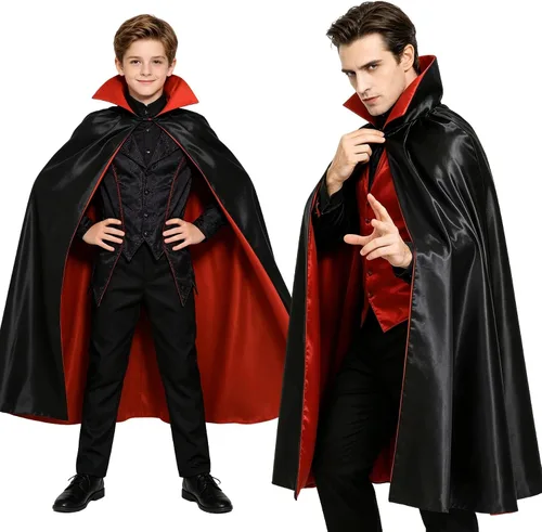 Vista 9 de Capa de vampiro, capa de doble cara con cuello alto Cabo Vampiro Cuello Alto Púrpura