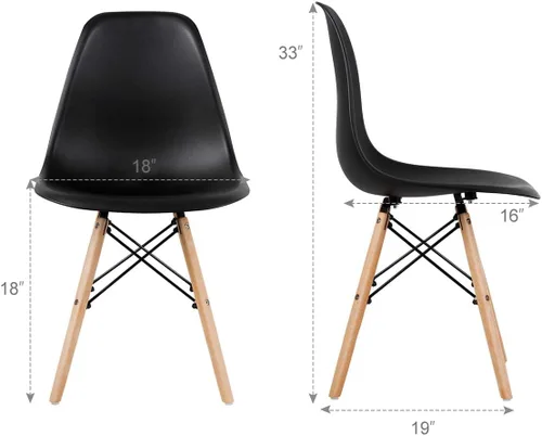 Vista 3 de GOFLAME DSW - Juego de 2 sillas de comedor, sillas de plástico con patas de madera, sillas sin brazos de estilo moderno para sala de estar, cocina