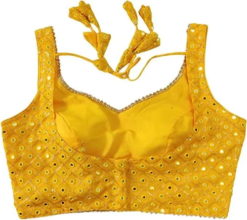 Vista 2 de Indian Hawker Blusa corta estilo sari de Bollywood Pure Georgette para mujer