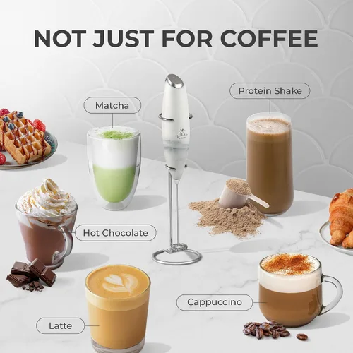 Vista 518 de Zulay Milk Boss Espumador de leche potente manual, hace espuma para latte, batidor para mezclar bebidas, café, miniespumador para capuchino, frappé