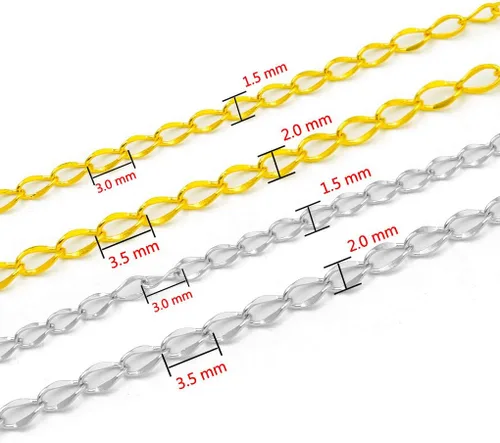 Vista 3 de Cadenas de cable torcidas de acero inoxidable de oro de 33FT 0.079 in para fabricación de joyas Dorado