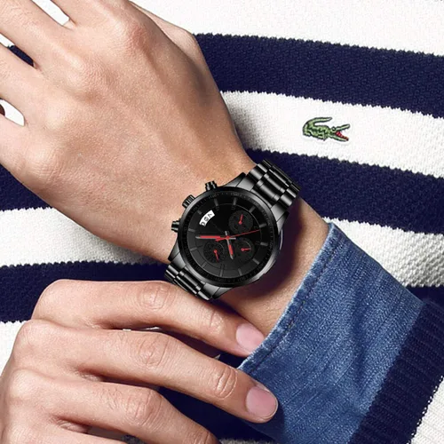 Vista 5 de CRRJU - Reloj de pulsera, de acero inoxidable para hombre, resistente al agua, cronógrafo, correa de acero inoxidable