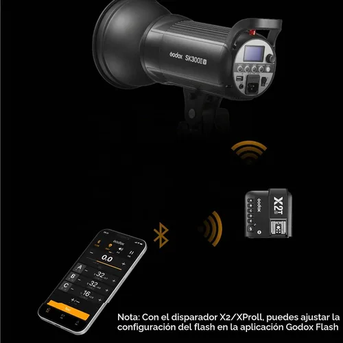 Vista 4 de Godox SK400II-V SK400II V 400Ws 5700±200K luz estroboscópica, sistema inalámbrico X 2.4G integrado, panel LCD transparente, con lámpara de modelado