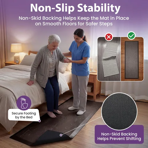 Vista 3 de ProHeal Tapete de otoño para ancianos, tapete antideslizante para personas mayores, prevención de caídas de seguridad en la mesita de noche, Marrón