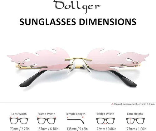 Vista 5 de Dollger Rimless Frame Sunglasses for Women Men Trendy Fire Sunglasses UV400 Protection