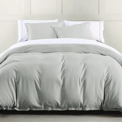 Vista 14 de HiEnd Accents Hera - Juego de edredón de lino a medida de 3 piezas con fundas de almohada, juego de ropa de cama de color liso gris Queen