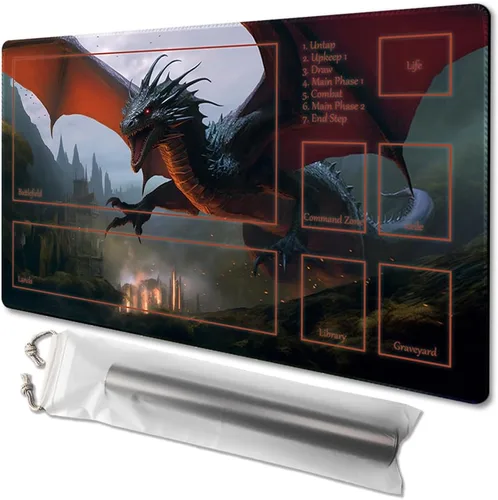 Vista 49 de Tapete de juego MTG tamaño 24x14 pulgadas, bolsas de almacenamiento gratuitas, respaldo antideslizante, impresión, ideal para entusiastas