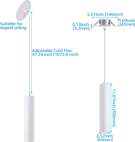 Vista 7 de LEONLITE Luces colgantes LED con clase, estilo minimalista moderno, caja J integrada para repuesto de luz de techo empotrada, ajuste de agujero
