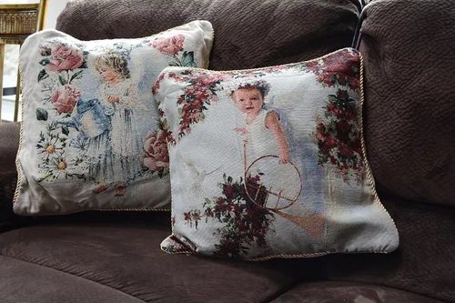 Vista 5 de Tache - 2 fundas de cojín de 18 x 18 pulgadas con diseño de ángel en el jardín