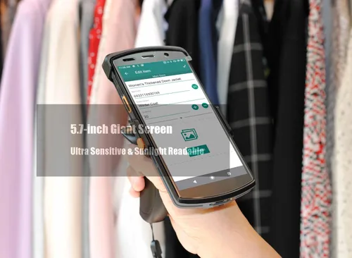 Vista 3 de Robusto 4G LTE Android escáner de código de barras pistola agarre portátil computadora móvil 5 "pantalla táctil con Honeywell N6603 1D 2D lector