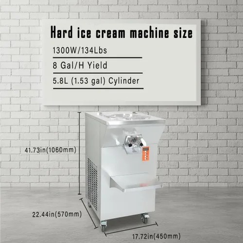 Vista 2 de Máquina de helado duro comercial, 8 galón/h rendimiento 5.8L cilindro gelato máquina del fabricante de helados, para restaurantes y aperitivos 8