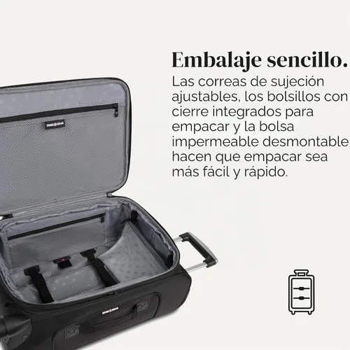 Vista 4 de SwissGear Sion Softside - Maleta giratoria expandible duradera y ligera, color negro, juego de 2 piezas (equipaje de mano / grande)