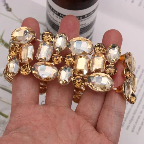 Vista 4 de Pulsera elástica elástica para mujer, diseño de hojas de cristal, para novia, dama de honor, para novias y damas de honor