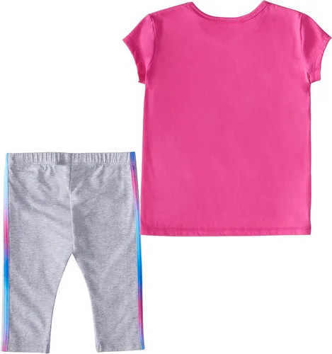 Vista 2 de adidas girls 2 Piece Cotton Tee 3-stripe Tight SetLeggings