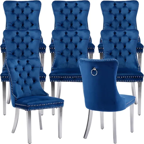 Vista 55 de Juego de 2 Sillas de Comedor Modernas de Mediados de Siglo, Tapizadas en Terciopelo Beige con Respaldo Acolchado, Sillas de Cocina y Comedor, Patas