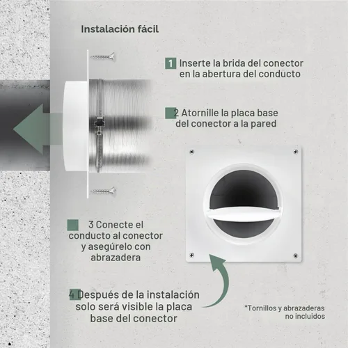 Vista 4 de Vent Systems Placa de conector de conducto de ventilación de aire de 4 pulgadas Brida de conector de conducto de ventilación recta Placa de conector