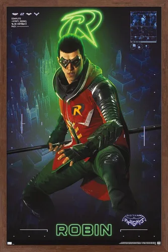 Vista 15 de Trends International DC Comics Gotham Knights - Póster de pared de Robin, 14.725 x 22.375 pulgadas, versión enmarcada de madera de granero