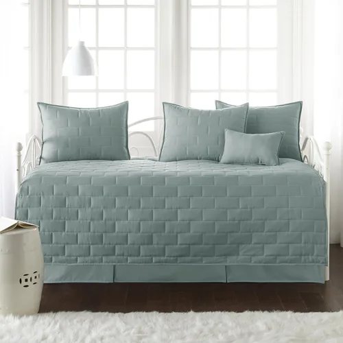 Vista 20 de Juego de funda para sofá cama de tamaño individual, 6 piezas, fundas a 1 - Hojas Botánicas Gris