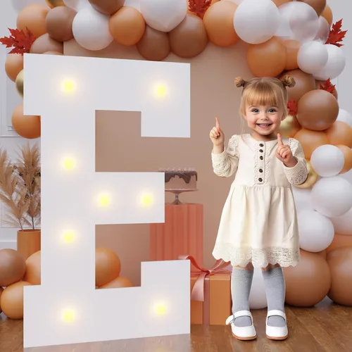 Vista 9 de Letras de marquesina de 3 pies de alto, letras y para decoraciones de fiesta de cumpleaños Light up Letters without Sidewalls, Lightweight Foam