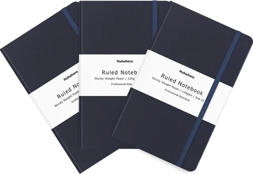Vista 12 de Huhuhero Cuaderno Diario, Diario de Líneas Rayadas, Tapa Dura Papel Premium Grueso de 120gsm con Cuaderno de Cuero Sintético para Escribir