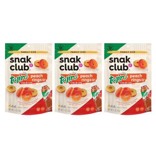 Vista 21 de Snak Club Tajin Anillos de Manzana, Bocadillos Gomosos Dulces y Sabrosos, Tamaño de Aperitivo de 2.5oz, 12