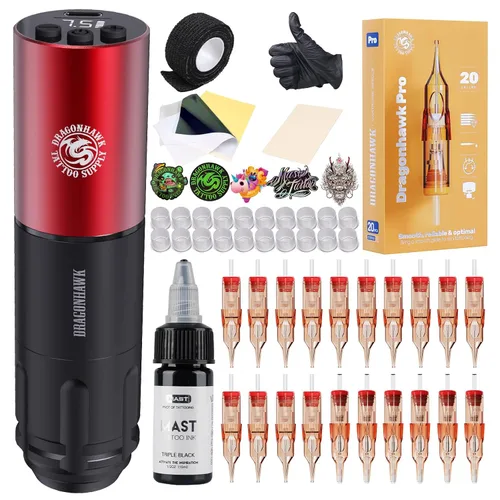 Vista 10 de Dragonhawk Kit de tatuaje para principiantes A1 Negro