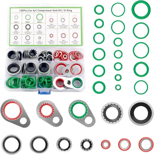 Vista 8 de Kit de juntas tóricas de CA de 195 piezas, incluye juntas/juntas tóricas, kit de sellado de CA para automóvil con múltiples especificaciones