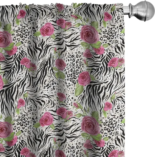 Vista 27 de Lunarable Cortinas para ventana para mascotas, divertidos personajes de gatos, estilo artístico, gatitos juguetones, animales peludos, decoración