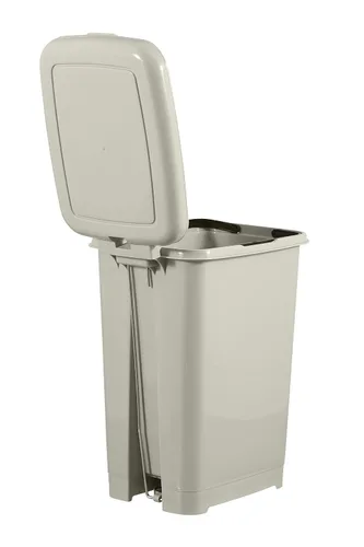 Vista 2 de Superio Bote de basura con pedal delgado de 16 cuartos de galón (beige suave)