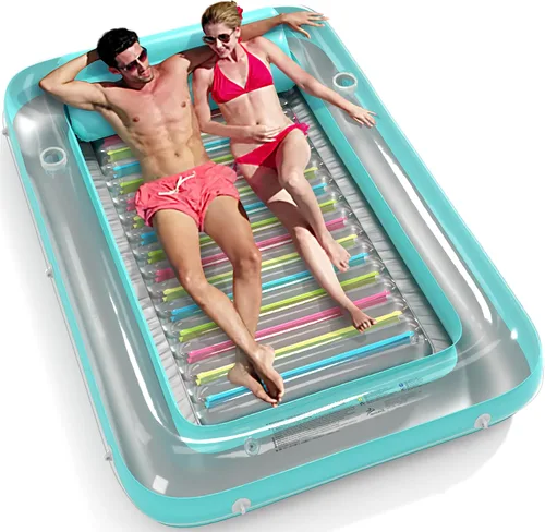 Vista 24 de Jasonwell - Flotador inflable para piscina, 4 en 1, almohadilla para tomar sol para adultos, relajarse en la piscina, flotador lleno de juguetes