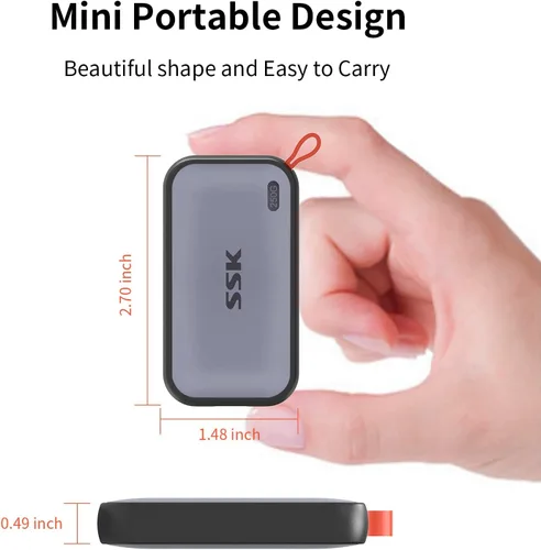 Vista 5 de SSK SSD externo de 250 GB, unidades de estado sólido externas SSD USB C de hasta 1050 MB/s, SSD portátil USB 3.2 Gen2 para iPhone 15/Pro, Windows