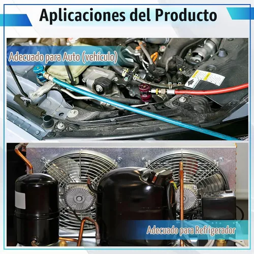 Vista 7 de R134A - Kit de manguera de recarga de freón para refrigerador-R134a Juego de manguera de medición de carga de refrigerante de CA con válvula