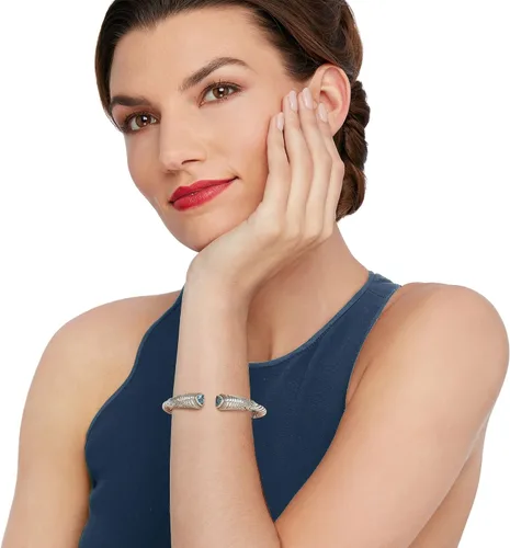 Vista 2 de Ross-Simons 2.70 ct. t.w. Sky Blue Topaz Bali-Style Cuff Bracelet in Sterling Silver