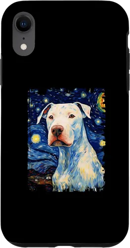 Vista 8 de iPhone 14 Dogo Argentino Dog Starry Night Painting Dog Mom Dad Case
