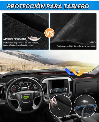 Vista 5 de CARTIST Cubierta de Tablero de Ajuste Personalizado para Chevy Chevrolet Silverado/GMC Sierra 1500 2014-2018, Silverado/GMC Sierra 2500HD 3500HD