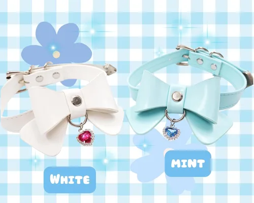 Vista 5 de Gargantilla de cuero para mujer con diamantes de imitación en forma de corazón, collar de lazo de gatito lindo ajustable para niñas