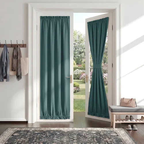 Vista 43 de PONY DANCE Persianas para puertas – Paneles opacos para tratamiento de ventanas, cortinas sólidas de alta resistencia con bolsillo para barra