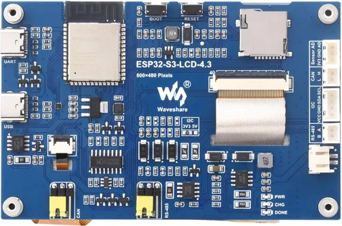 Vista 7 de waveshare Pantalla táctil capacitiva de 4.3 pulgadas basada en placa de desarrollo de microcontrolador ESP32-S3 con WiFi de 2.4 GHz y soporte BLE 5