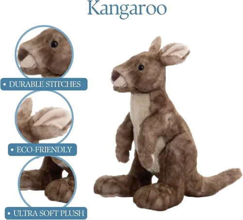 Vista 6 de The Petting Zoo Peluche de canguro de peluche, regalos para niños, animales salvajes del zoológico Onez, juguete de peluche canguro, 12 pulgadas