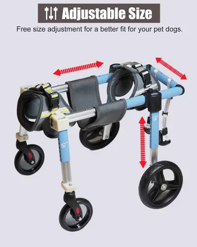 Vista 4 de Silla de ruedas para perros con patas traseras discapacitadas para caminar, silla de ruedas de aluminio para perros, soporte para silla de ruedas