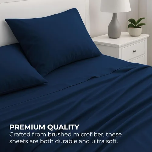 Vista 155 de Pure Bedding Juego de Sábanas Twin - Sábanas de Cama de Microfibra Ultra-Suave 1800 - Doble Cepillado - Bolsillos Profundos - Ajuste Fácil - Extra
