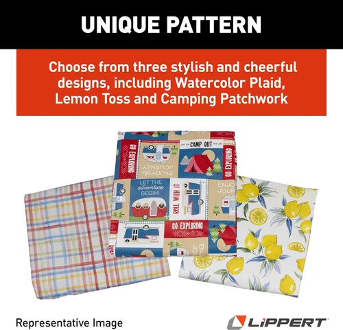 Vista 8 de Lippert Juego de manteles de vinilo para camping y picnic con material 100% PEVA, tela impermeable y resistente a las manchas
