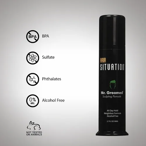 Vista 6 de Hair Situation Mr. Groomed - Pomada mate para hombres, fuerte sujeción durante todo el día, aspecto de acabado natural mate, cera de peinado