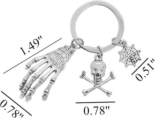 Vista 2 de PHAETON 30PCS Halloween Keyring Skeleton Hand Skull Spider And Web Keychain Key Rings Hanging Decor Keychains For Bag Halloween Key