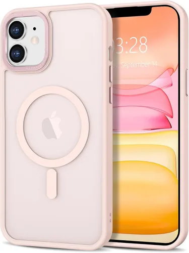 Vista 150 de Anuck - Funda magnética para iPhone 11 compatible con MagSafe, carcasa trasera mate translúcida dura, borde de TPU, delgada, resistente a impactos