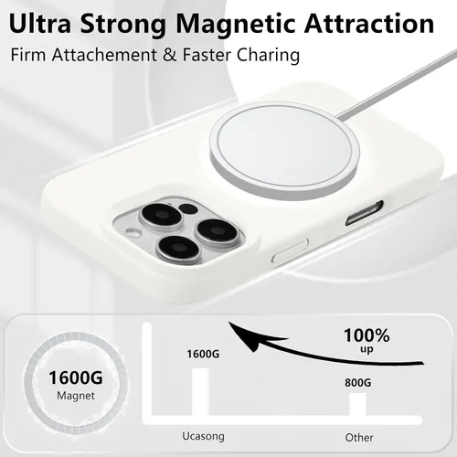 Vista 161 de Funda magnética de silicona para iPhone 13 Pro, color blanco antiguo [Compatible con Magsafe] [Forro de microfibra suave antiarañazos], funda