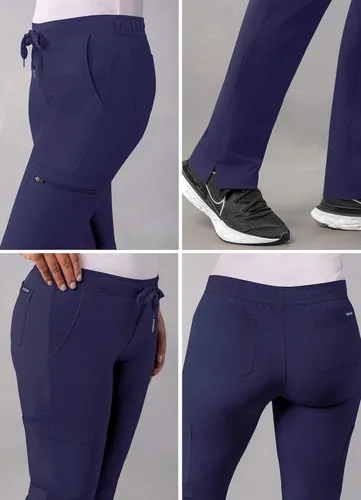 Vista 4 de Pantalones Adar Addition Scrubs, ropa quirúrgica, ajustados, con cordón, estilo cargo, para mujer
